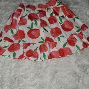 Gymboree White Skort with Red Peach Print and Green Leaves